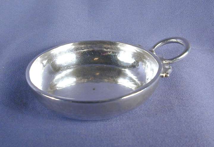 Louis XV silver circular wine taster with snake handle